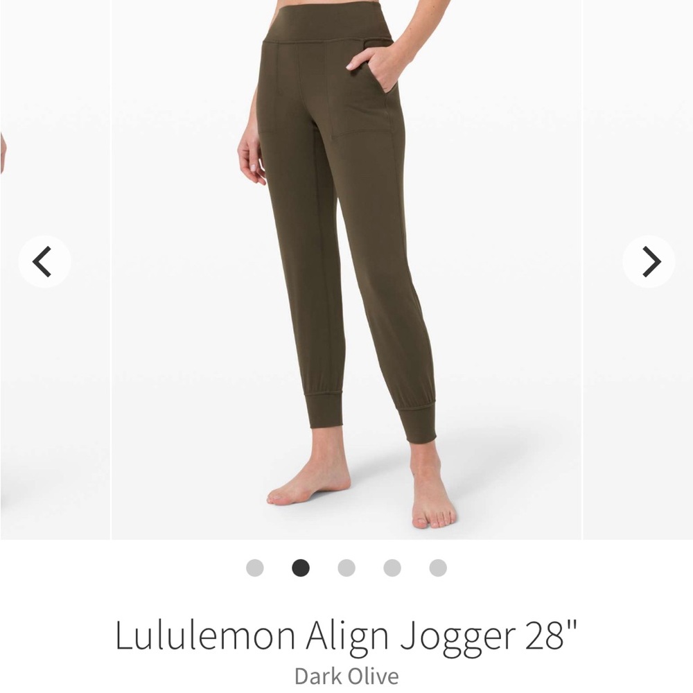 Lululemon align jogger, 28 inch, sz 10, dark olive, god used condition.